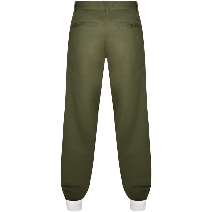 Fred Perry Straight Leg Twill Trousers Green | Mainline